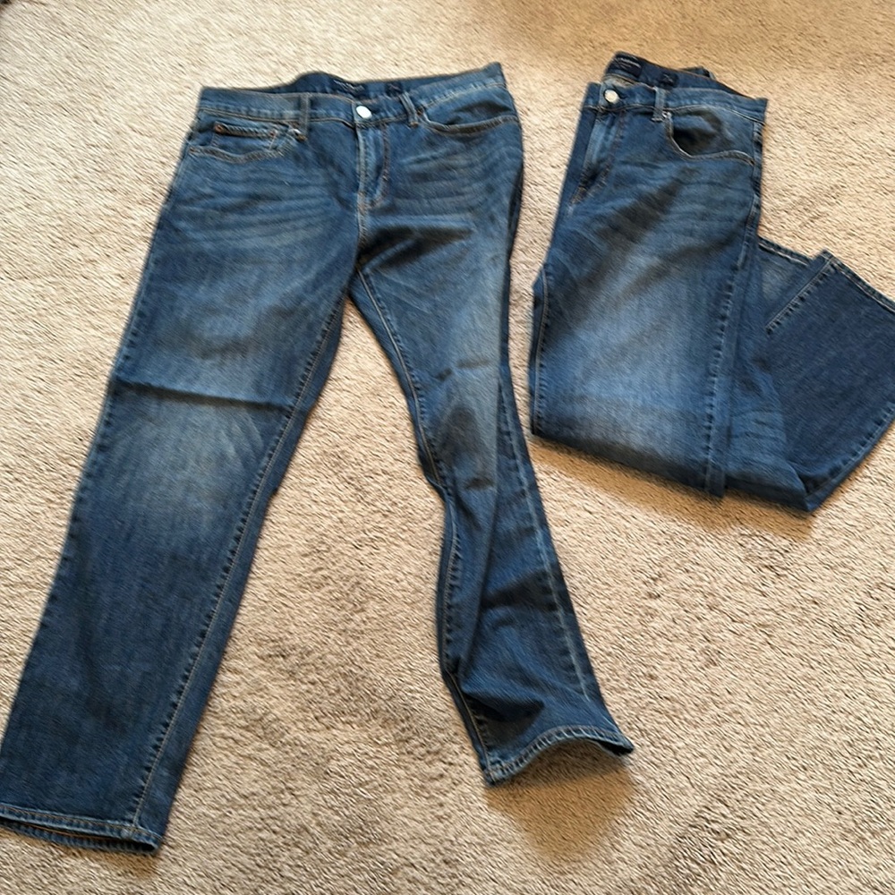 Lucky brand jeans. Straight wide leg. Medium wash.  Size 34/30